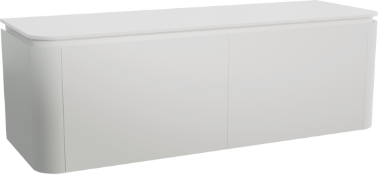 Balmani Moon meuble salle de bains suspendu 160 x 55 cm blanc mat avec Moon tablette simple ou double en solid surface blanc mat