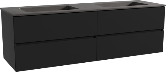 Storke Edge meuble salle de bains suspendu 170 x 52 cm noir mat avec Scuro double vasque en quartz noir mat