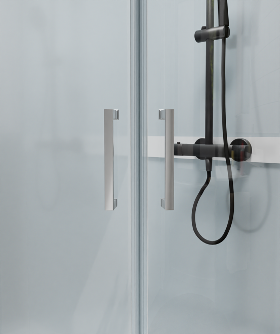 Luca Varess Talan kwartronde douchecabine met schuifdeuren 90 x 90 cm helder glas mat chroom profiel