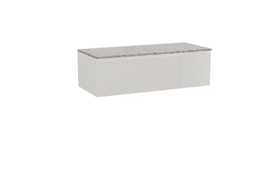 Storke Edge zwevend badmeubel 120 x 52 cm hoogglans wit met Tavola enkel of dubbel wastafelblad in mat wit/zwart terrazzo