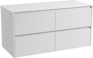 Storke Seda meuble salle de bains suspendu 120 x 52 cm blanc mat avec Tavola tablette simple ou double en solid surface blanc mat