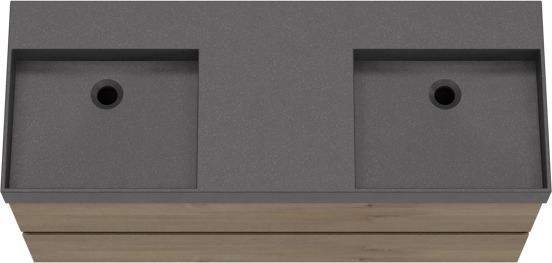 Storke Edge meuble salle de bains suspendu 120 x 46 cm chêne brut avec Jura double vasque en quartz noir mat