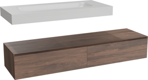 Balmani Mitra Elements meuble salle de bains suspendu 180 x 55 cm noyer américain avec Arcato lavabo simple pour 2 trous de robinet 120 cm en solid surface blanc mat