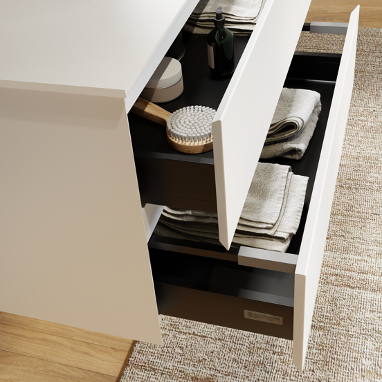Balmani Mitra zwevend badkamermeubel 120 x 55 cm mat wit met Stretto enkel of dubbel tablet in solid surface mat wit