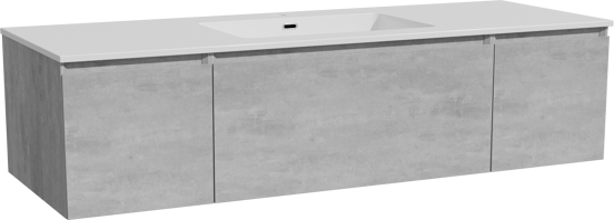 Storke Edge meuble salle de bains suspendu 145 x 52 cm béton gris foncé avec Diva plan simple en marbre composite blanc brillant