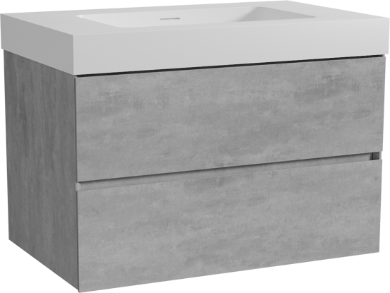 Storke Edge zwevend badmeubel 85 x 52 cm beton donkergrijs met Mata High enkele wastafel in solid surface mat wit