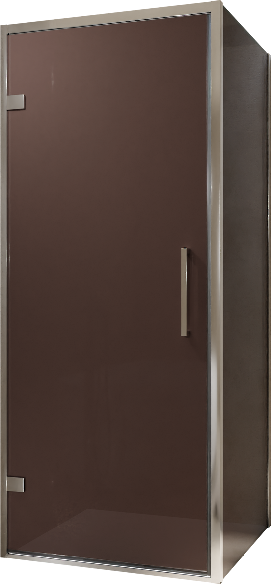 Balmani Senses Design douchehoek met linkse draaideur en vaste zijwand, 90 x 80 cm, Brons, Chroom profielen, met coating