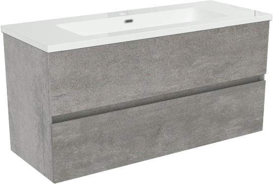 Storke Edge meuble de salle de bains suspendu 100 x 40 cm béton gris foncé avec Diva vasque simple en marbre composite brillant