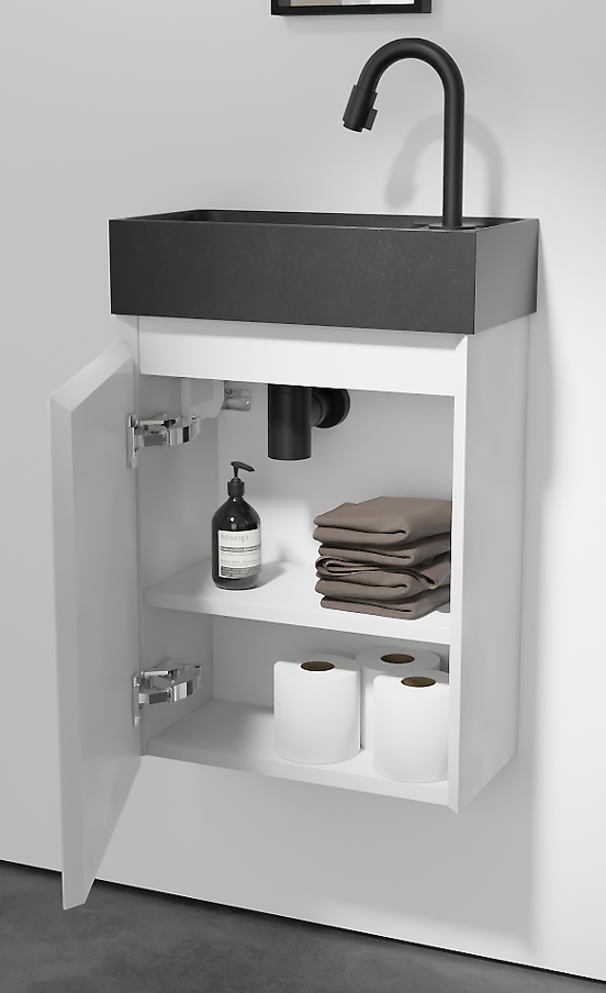 Balmani Mitra meuble wc suspendu 42 x 21 cm blanc mat avec Dama plan vasque en granite doux
