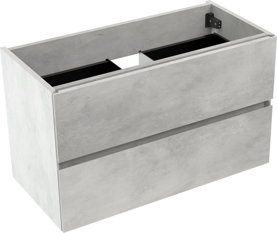 Storke Edge zwevende wastafelonderkast 80 x 40 cm beton zilvergrijs 2 lades