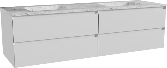 Balmani Mitra meuble salle de bains suspendu 180 x 55 cm blanc mat avec Tablo Arcato double vasque en marbre carrara