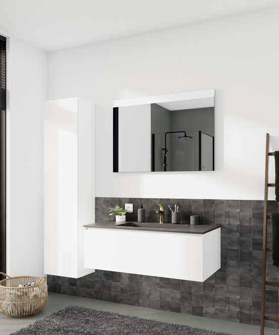 Storke Edge meuble sous-vasque suspendu 105 x 52 cm blanc brillant 1 tiroir
