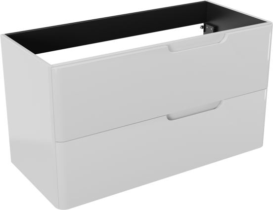 Linie Curvo meuble sous-lavabo suspendu 100 x 46 cm blanc brillant 2 tiroirs