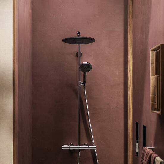 Hansgrohe Raindance Alive S Puro Showerpipe regendoucheset 300 1jet, Ecosmart met Ecostat element thermostaat glanzend chroom