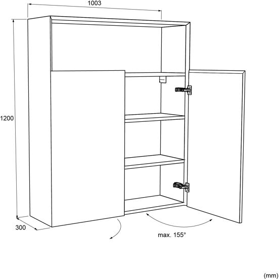 Balmani Idra zwevende badkamerkast steengrijs 100 x 30 x 120 cm