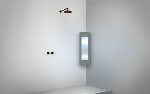 Sunshower Plus S d'angle en saillie en organic grey avec lumière infrarouge et UV