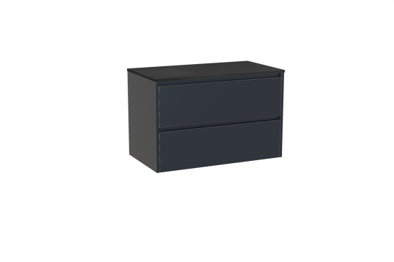 Storke Seda meuble salle de bains suspendu 95 x 52 cm bleu nuit avec Panton tablette simple en mdf enduit de poudre noir mat