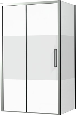 Luca Varess Senses Eckdusche: linke Schiebetür, 120 x 90 cm, Klarglas mit mattiertem Streifen, Chromprofil