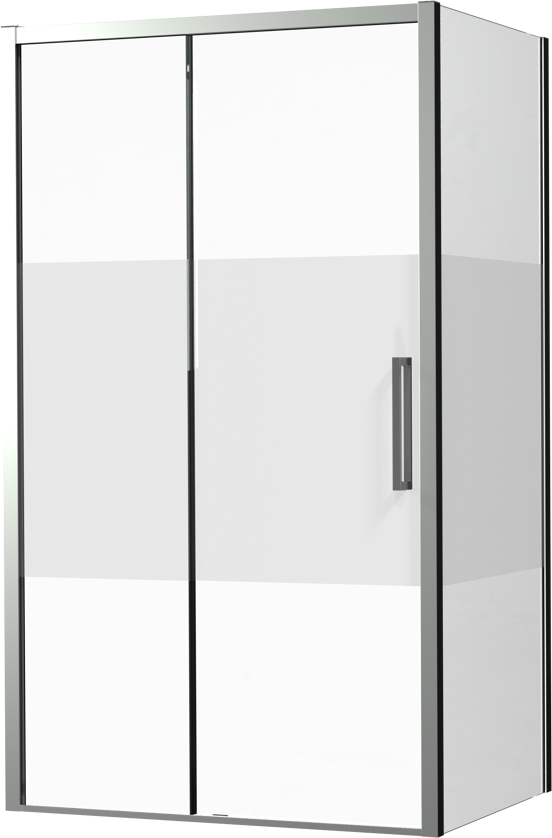 Luca Varess Senses douchehoek met linkse schuifdeur en vaste zijwand 120 x 90 cm Helder glas met matte strook glanzend chroom profiel
