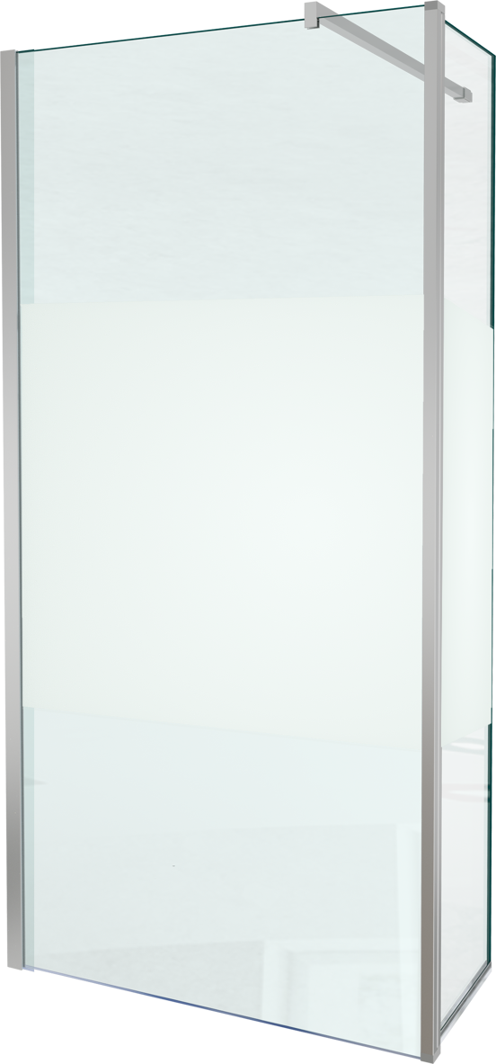 Balmani Move Walk-In Dusche: Bewegliche Seitenwand, 100 x 200 cm, Klarglas mit satiniertem Streifen, Chromprofil