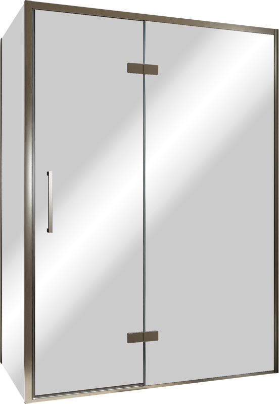 Balmani Senses Design douche d'angle avec porte pivotante à droite et paroi latérale fixe, 140 x 90 cm, Verre miroir reflex, Profil Brushed GunMetal