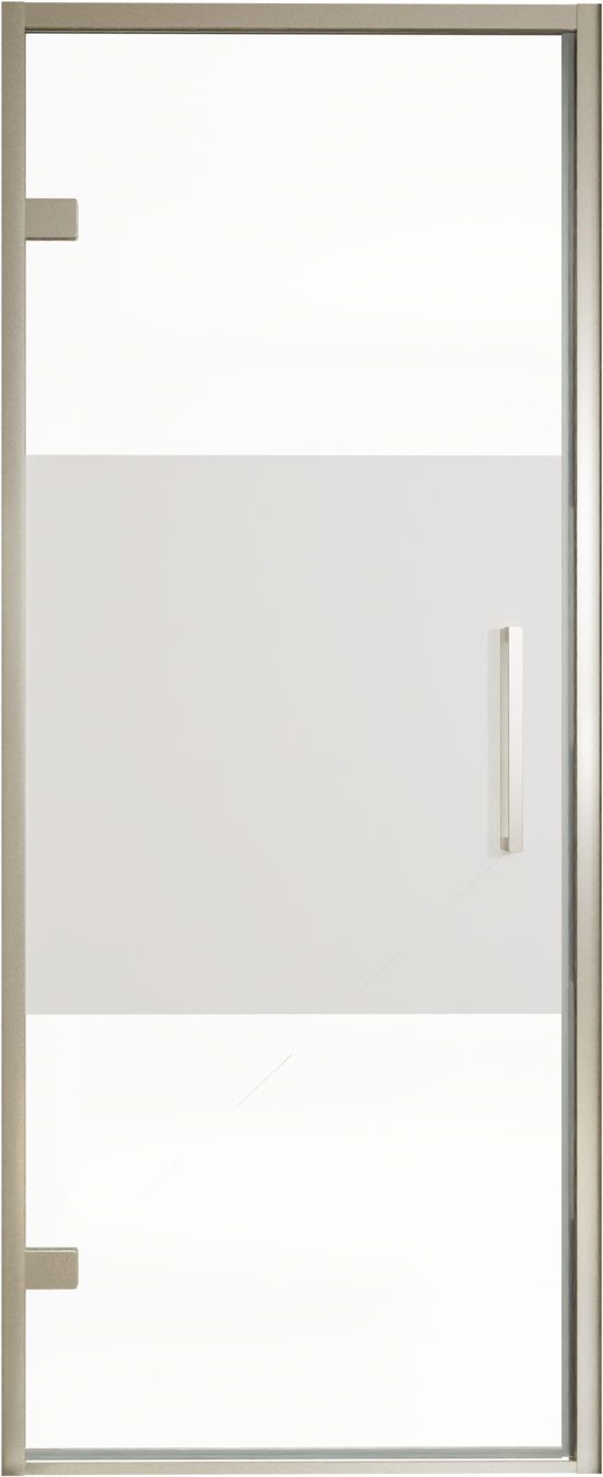 Balmani Senses Design douche draaideur links 90 cm x 210 cm Helder glas met matte strook, Brushed CoolMetal profielen