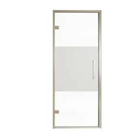 Balmani Senses Design douche draaideur links 90 cm x 210 cm Helder glas met matte strook, Brushed CoolMetal profielen