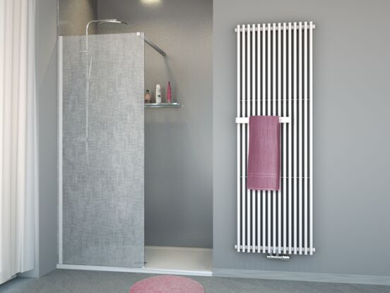 Balmani BMSS douche de niche 90 x 200 cm verre lin blanc profil blanc mat
