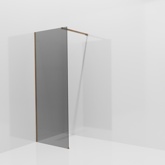 Balmani Modular douche à l'italienne: 80 x 200 cm, Verre fumé, avec coating, Profil Brushed Rosegold