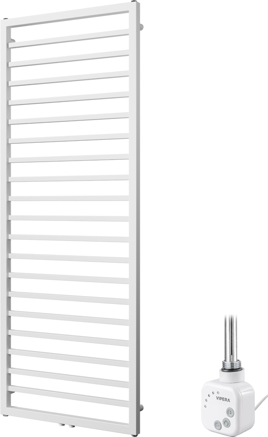 Vipera Listona enkele handdoekradiator 60 x 180 cm elektrische verwarming mat wit zij- en middenaansluiting 800W, weerstand inbegrepen
