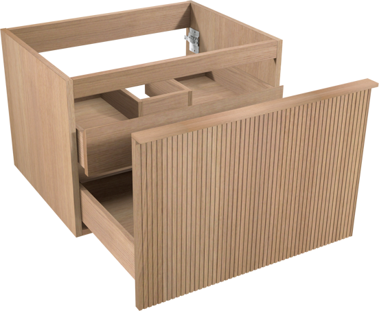 Balmani Forma hängender Waschbeckenunterschrank: 67,5 x 55 cm, Eiche Natur, 2 Schubladen