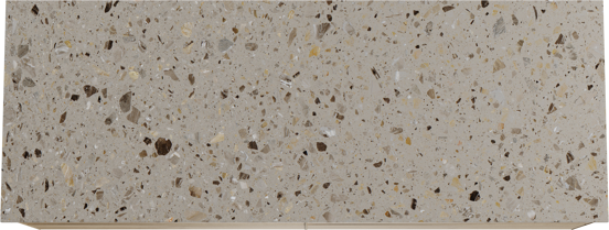 Balmani Mitra hängendes Möbelstück Set: 150 x 55 cm, Rohe Eiche, mit Stretto Einzel- oder Doppel Waschtischplatte, Terrazzo in Greige