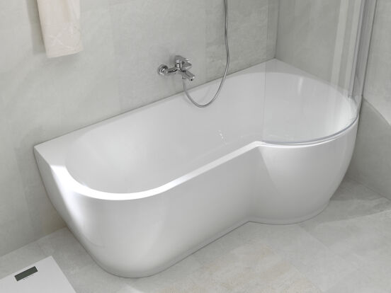 Linie Paulo baignoire d'angle droite duo 170 x 90 cm acrylique blanc brillant