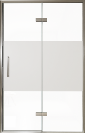 Balmani Senses Design douche draaideur rechts 140 cm x 210 cm Helder glas met matte strook, Chroom profielen