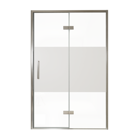 Balmani Senses Design porte pivotante à droite 140 cm x 210 cm verre transparent avec bande matte, Profil chrome