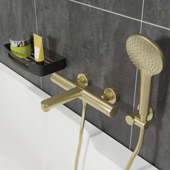 Blaufoss Round douchekop met slang 3 straalsoorten Brushed Champagne Gold