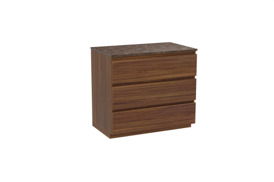 Balmani Lucida meuble salle de bains à poser 90 x 55 cm noyer américain avec Stretto tablette simple en marbre dark emperador