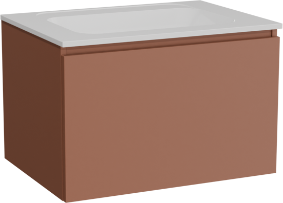 Balmani Sfera meuble salle de bains suspendu 75 x 55 cm cotto avec Tablo Strada plan simple en marbre composite blanc brillant
