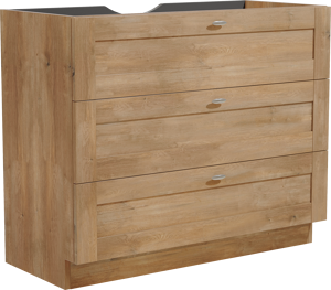 Linie Classo stehender Waschbeckenunterschrank: 100 x 46 cm, Eiche Natur, 3 Schubladen