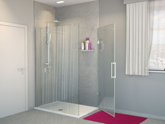 Balmani Modular inloopdouche met rechtse deur 120 x 200 cm mikado glas glanzend chroom profiel
