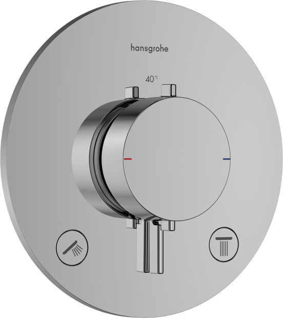 Hansgrohe Ecostat Comfort S Thermostat-Duscharmatur: Unterputz, für 2 Verbraucher, Chrom glänzend