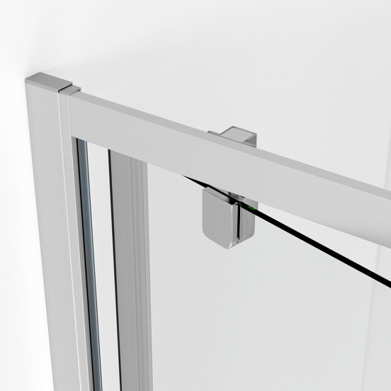 Luca Varess Vidor douchecabine met draaideur en vaste zijwand 90 x 90 cm Helder glas met matte strook glans chroom profiel