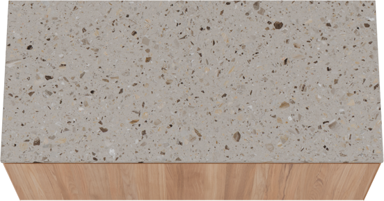 Balmani Idra meuble salle de bains suspendu 120 x 55 cm teck avec Stretto tablette simple ou double en terrazzo greige terrazzo