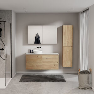 Storke Seda meuble salle de bains avec tablette pour vasques Tavola