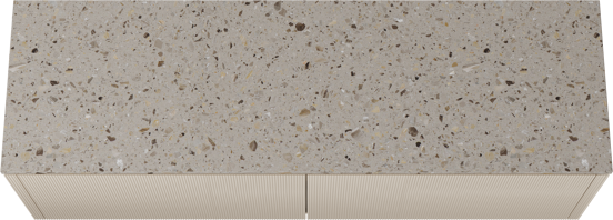 Balmani Eclips meuble salle de bains suspendu 180 x 55 cm Sandbeige avec Stretto tablette simple ou double en Terrazzo greige, Nervure droite symétrique verticale
