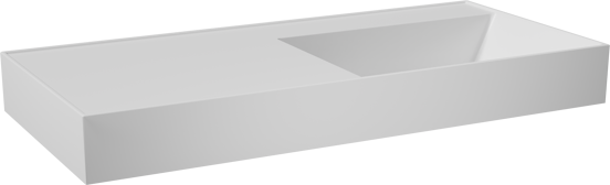 Balmani Argila plan vasque asymétrique droite marbre composite blanc mat 100 x 46 cm