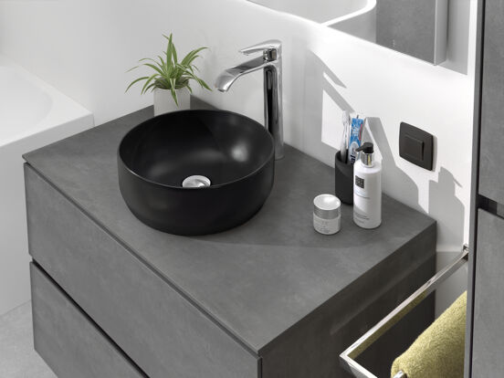 Luca Varess Perla vasque à poser porcelaine noir mat rond Ø 34 cm