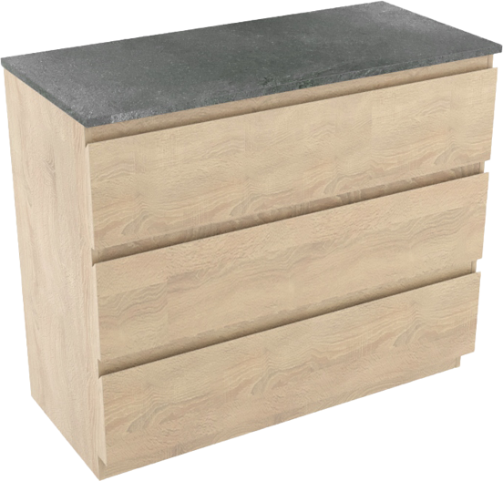 Linie Lado meuble salle de bains à poser 100 x 46 cm chêne blanc avec Lado tablette simple ou double en mélaminé ardoise gris