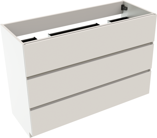 Storke Edge staande wastafelonderkast 120 x 46 cm mat wit 3 lades 2 sifonuitsparingen