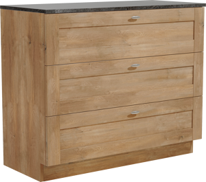 Linie Classo staand badkamermeubel 100 x 46 cm natuur eik met Lado enkel of dubbel tablet in melamine leisteen grijs